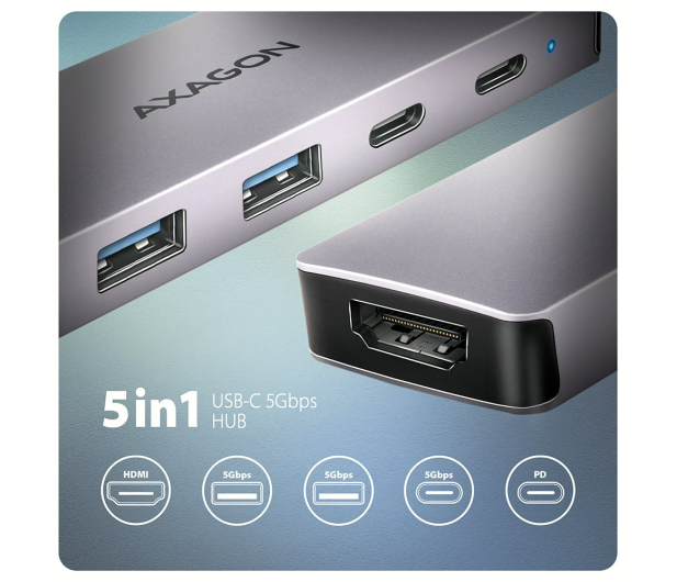 Axagon HMC-5H60 USB-C 5Gbps 5in1 hub - 1485453 - zdjęcie 4